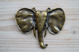 Bronskleurige hanger Afrikaanse olifant '2 ogen' ca. 76 x 90 mm