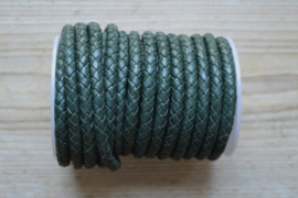 Rondgevlochten leer 6 mm Mosgroen per 10 cm