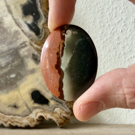 Polychroom Jaspis hanger B ca. 31 x 42 mm