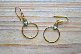Verguld Sterling zilver Oorbellen met Blauwe Topaas