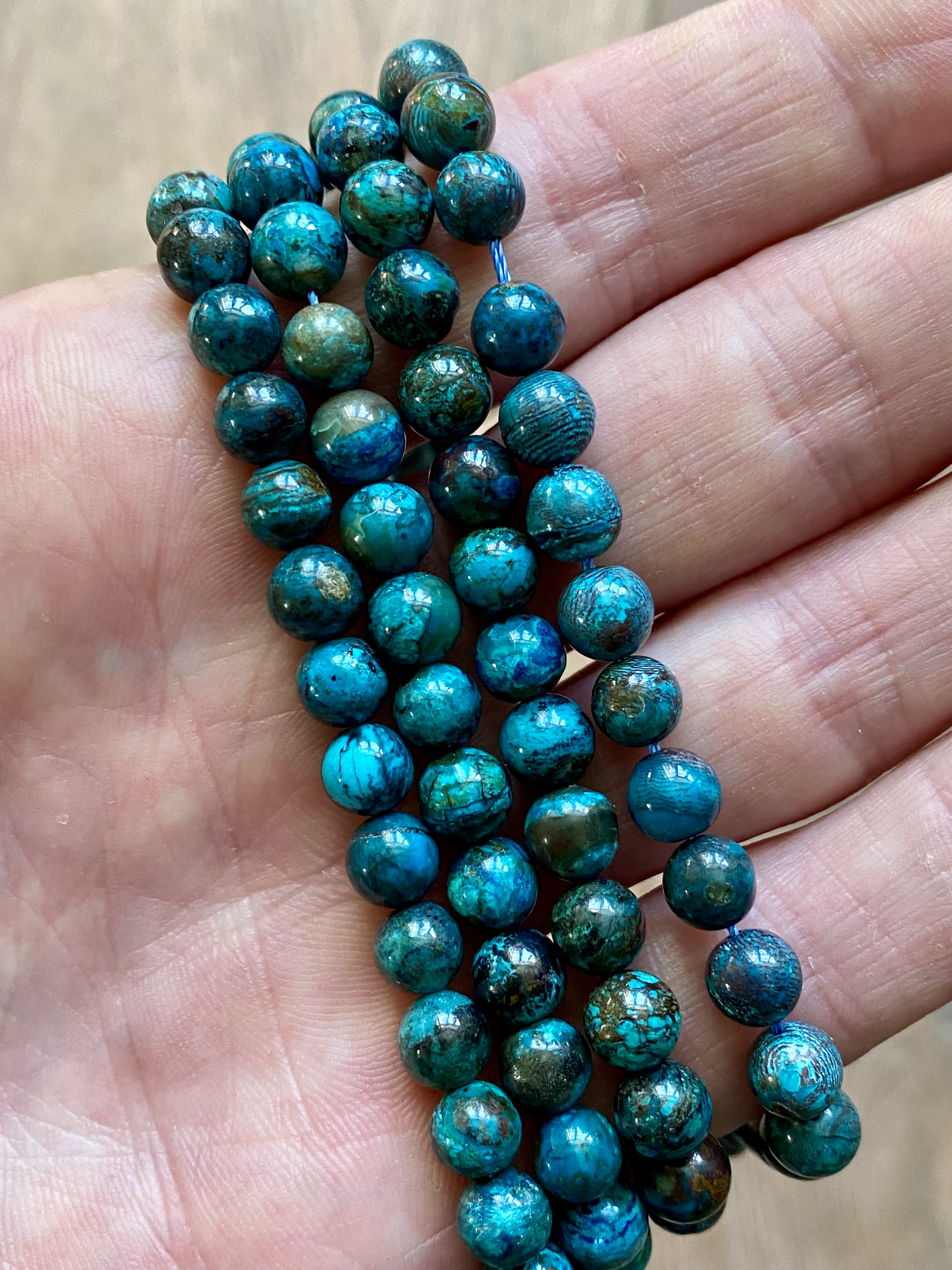 Chrysocolla ronde kralen ca. 6 mm A klasse