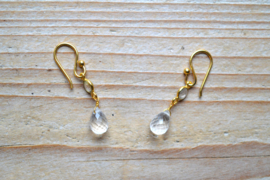 Verguld Sterling zilver Oorbellen met Bergkristal