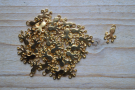 Goudkleurige bedel octopus ca. 9 x 15 mm per 3 stuks