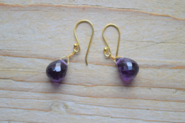 Edelstein Ohrringe Sterling Silber vergoldet mit Amethyst