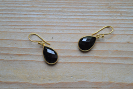 Verguld Sterling zilver Oorbellen met Onyx