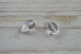 Bergkristal  gefacetteerde ronde druppels A klasse ca  10 x 14 mm per 2