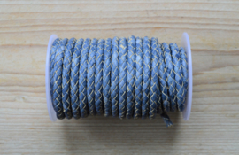 Rondgevlochten leer 5 mm Gemêleerd Blauw per 10 cm