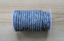 Rundgeflochtenes leder 5 mm Gemischt Blau pro 10 cm