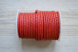 Rundgeflochtenes leder 4 mm Rot pro 10 cm