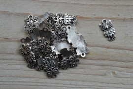 Metalen charm eule ca. 11 x 20 mm pro 3 stück