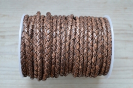 Rondgevlochten leer 4 mm Vintage Bruin per 10 cm