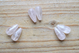 Rozenkwarts gefacetteerde ronde druppels ca. 10 x 20 mm A klasse per 2