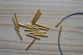 RVS Gold plated leersluiting ca. 2 x 20 mm per stuk