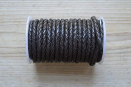 Rondgevlochten leer 5 mm Koffiebruin per 10 cm
