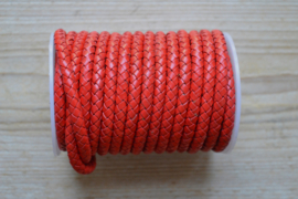 Rondgevlochten leer 6 mm Rood per 10 cm