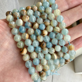 Natuurlijke Blauwe Onyx (Aquatine Calciet) ronde kralen 8 mm