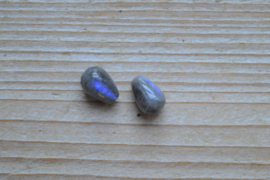 Labradoriet ronde druppels ca. 8 x 12 mm per 2