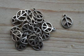 Metalen charm `peace` ca. 15 x 19 mm pro 3 stück