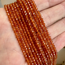 Orange Granat facettierte runde Perlen ca. 3 mm A klasse (seedbeads)