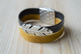 DIY Pakket Armband met magneet en schuiver Zwart/Geel