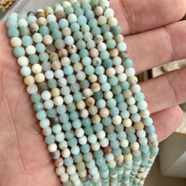 Mehrfarbig Amazoniet MATT runde Perlen 4 mm