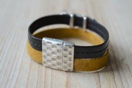 DIY Pakket Armband met magneet en schuiver Zwart/Geel