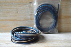 DIY Pakket Armband XL E Blauw/Taupe