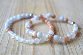 Armband Chalcedoon-Regenboog Maansteen- Roze Maansteen 6 mm