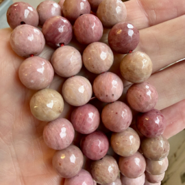 Rhodoniet gefacetteerde ronde kralen ca. 12 mm