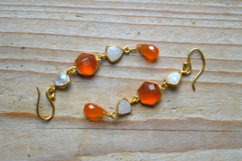 Verguld Sterling zilver Oorbellen met Carneool en Maansteen