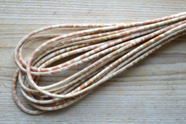 Rond nappaleer Slangeprint 4 mm  Beige/Oranjebruin per 10 cm