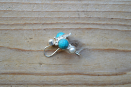 Sterling zilver Oorbellen met Turkoois en Zoetwaterparel