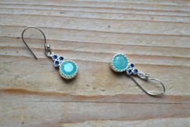 Sterling zilver Oorbellen met Amazoniet en Ioliet