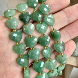 Aventurijn gefacetteerde hartjes ca. 12 mm