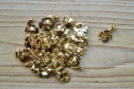 RVS Gold plated bedel klavertje 4 ca. 13 x 21 mm per stuk