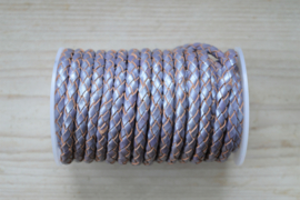 Rondgevlochten leer 5 mm Metallic Lavendel per 10 cm