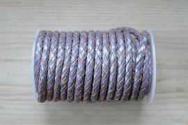 Rundgeflochtenes leder 5 mm Metallic Lavendel pro 10 cm