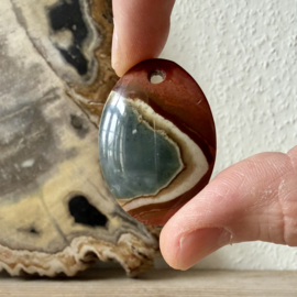 Polychroom Jaspis hanger A ca. 29 x 42 mm