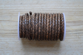 Rondgevlochten leer 5 mm Vintage Donkerbruin per 10 cm
