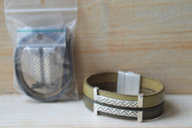 DIY Pakket Armband met magneet en schuiver Olijf