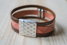 DIY Pakket Armband met magneet en schuiver roze/ bruin
