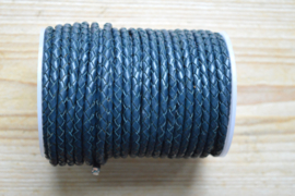 Rondgevlochten leer 4 mm Donkerblauw per 10 cm