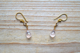 Verguld Sterling zilver Oorbellen met Rozenkwarts