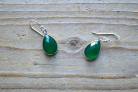Sterling zilver Oorbellen met Groene Onyx