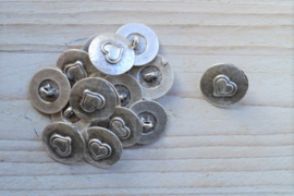 Metalen knoop 'hart' ca. 19 mm per 2 stuks