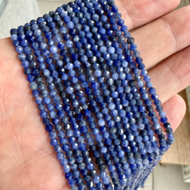 Sodaliet gefacetteerde ronde kralen ca. 3 mm A klasse (seedbeads)