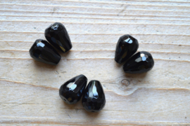 Onyx gefacetteerde ronde druppels ca. 13 x 18 mm per 2