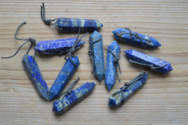 Lapis Lazuli hanger 'dubbeleinder' ca. 12 x 50 mm