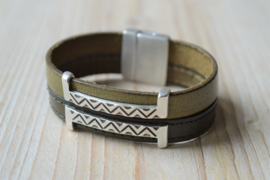 DIY Pakket Armband met magneet en schuiver Olijf