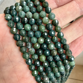 Mosagaat gefacetteerde ronde kralen ca. 6 mm